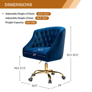 Home Office Swivel Chair with Button-Tufted Back, Navy