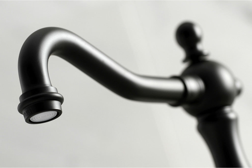 Kingston Brass Widespread Bathroom Faucet With Brass Pop-Up, Matte Black