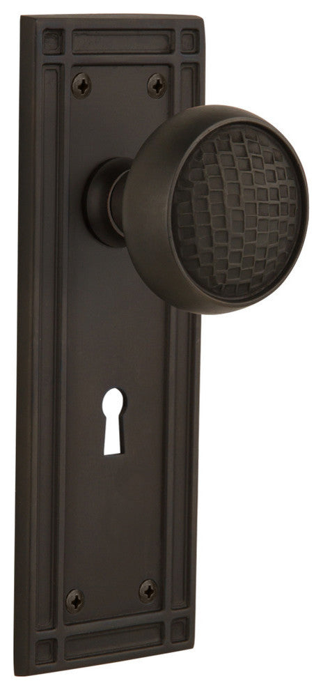 Mission Plate Interior Mortise Craftsman Door Knob, Oil-Rubbed Bronze