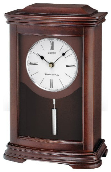 Seiko Clocks, Dark Brown Clock With Chime and Pendulum