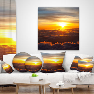 Fantastic Sunset Sky and Clouds Landscape Printed Throw Pillow, 18"x18"