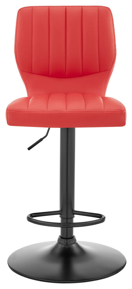Bardot Adjustable Faux Leather Swivel Bar Stool, Red