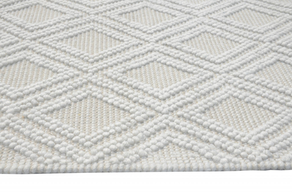 8"x11" Ivory Diamond Lattice Modern Area Rug