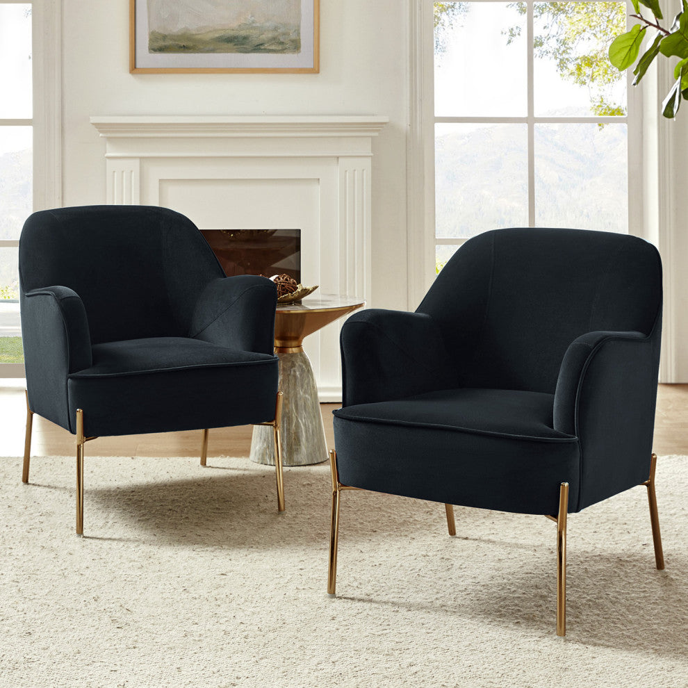 Nora Fabric Accent Chair, Black