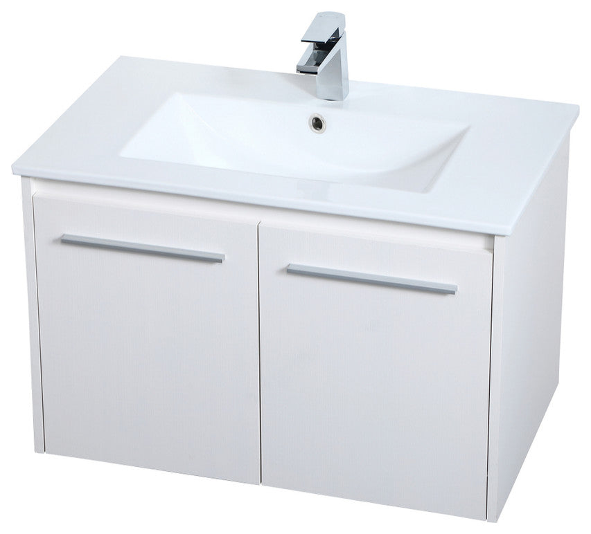 Single Bathroom Floating Vanity, White, 30"