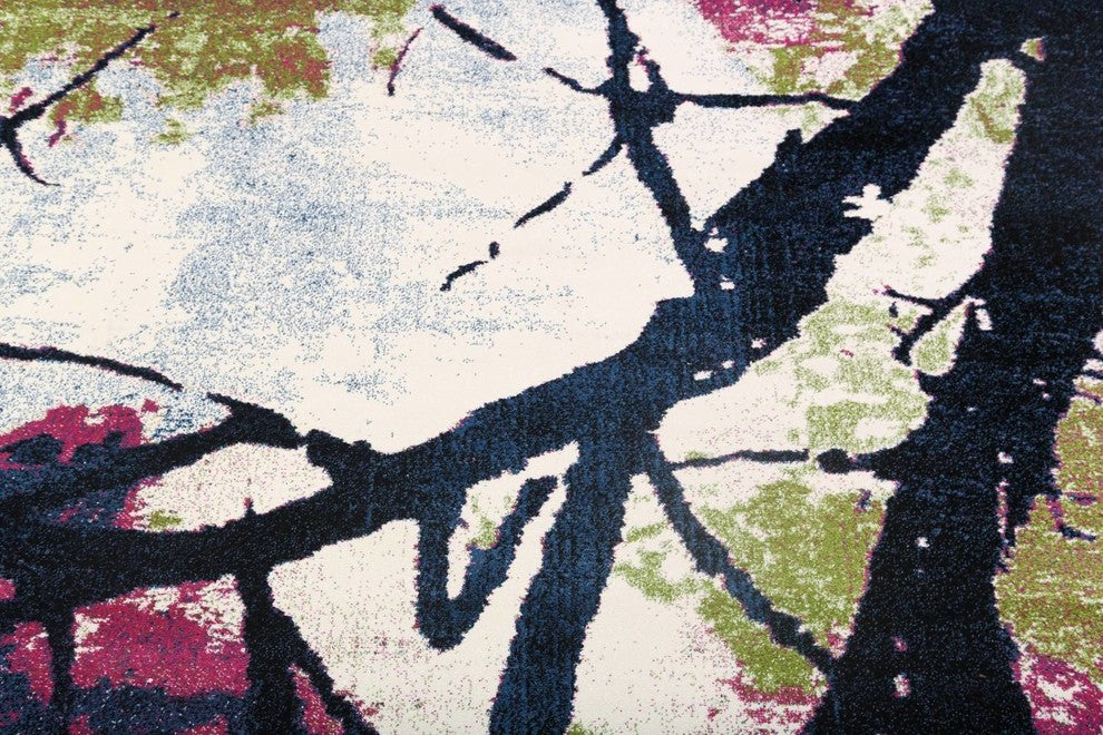 Agra Abstract Oriental Artistic Print Area Rug, Multi, 5x8'