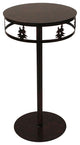 Burnt Sienna and Rust Iron Drink Table With Double Trees Band