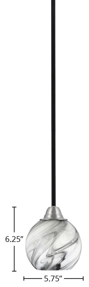 Paramount Mini Pendant, Matte Black & Brushed Nickel, 5.75" Onyx Swirl
