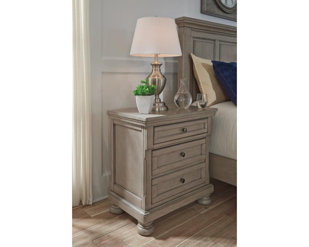 Lettner Light Gray Two Drawer Nightstand