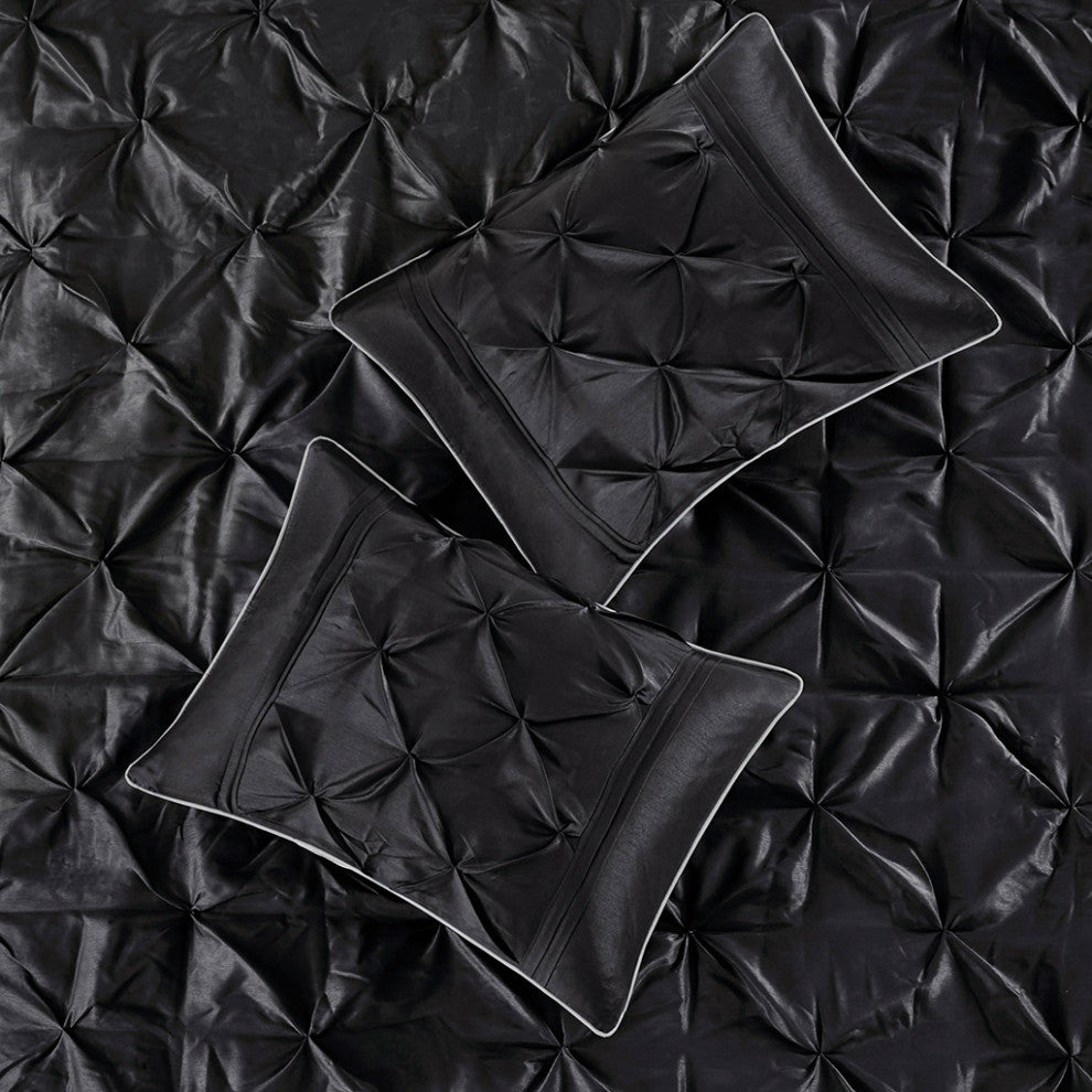 Madison Park Laurel Silky Tufted 7-Piece Comforter Set, Black