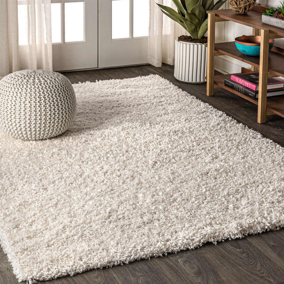 Mercer Shag Plush Area Rug, Cream, 8 X 10