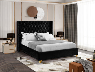Barolo Velvet Upholstered Bed, Black, King