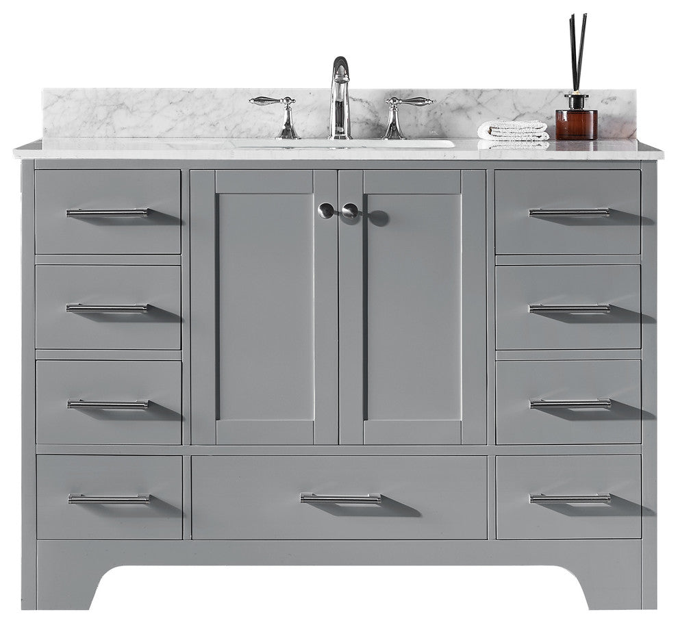 48" Single Sink Bathroom Vanity With Carrara Marble Top