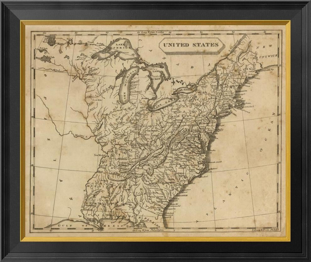 "United States, 1812" Framed Canvas Giclee by Aaron Arrowsmith, 26"x22"