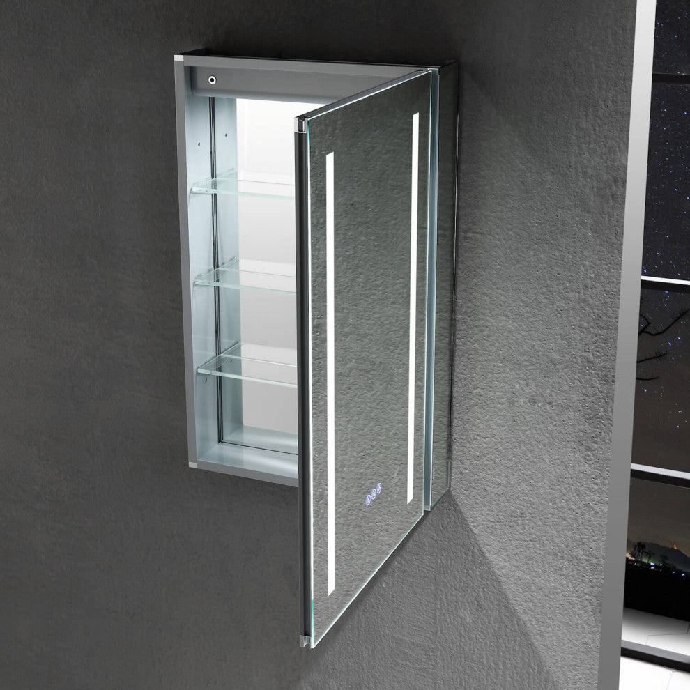 LED Mirror Medicine Cabinet With Defogger, Dimmer and Outlets, 20" Right