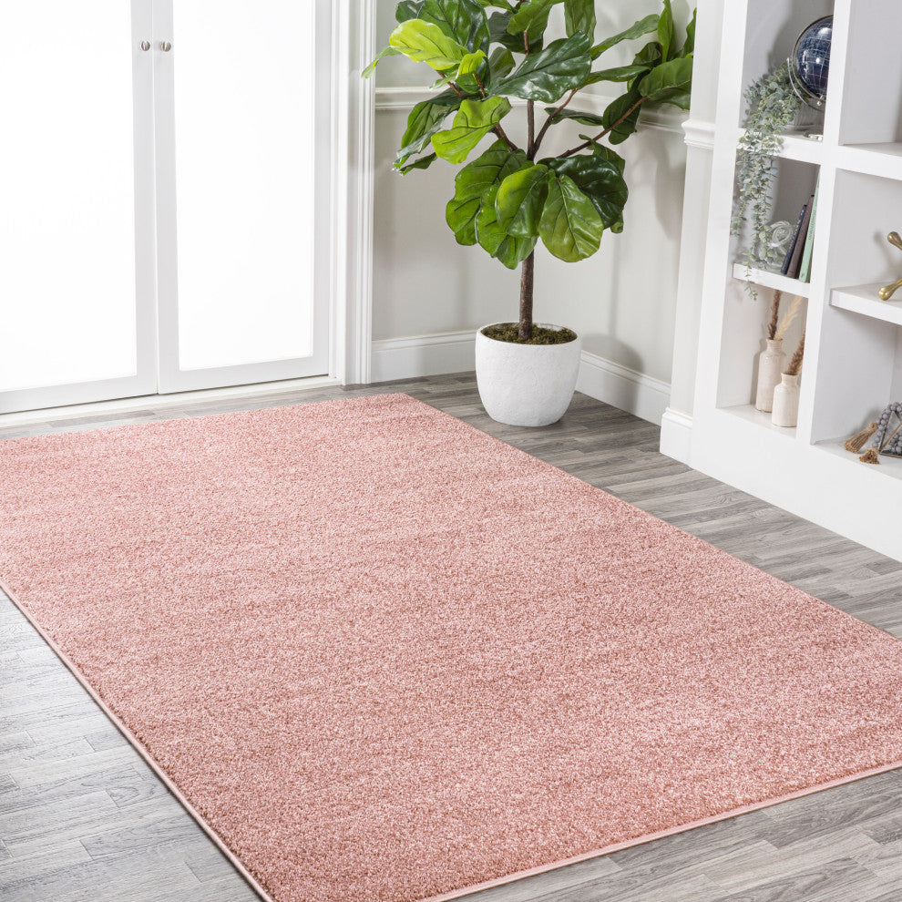 Haze Solid Low-Pile Pink 10 ft. x 14 ft. Area Rug