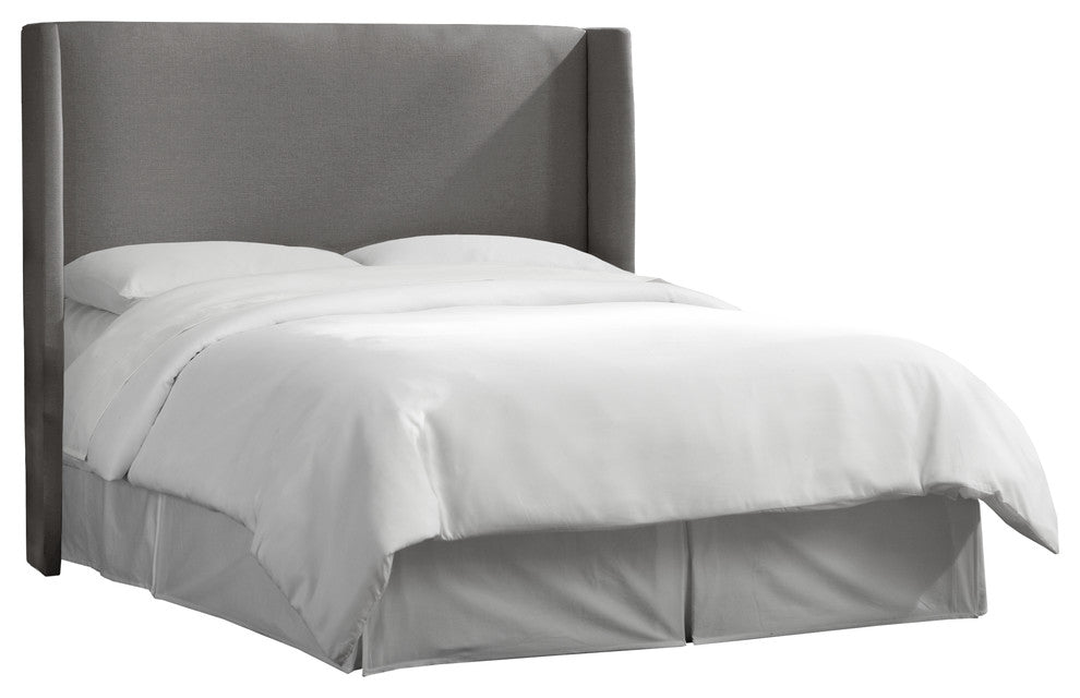 Maxwell Wingback Headboard, Linen Gray, Full
