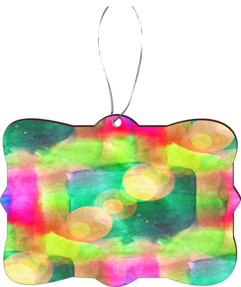Bokeh Watercolor texture Design Rectangle Christmas Tree Ornament