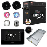 Black Series Wifi/Bluetooth 6kW QuickStart Steam Bath Set, Brushed Nickel