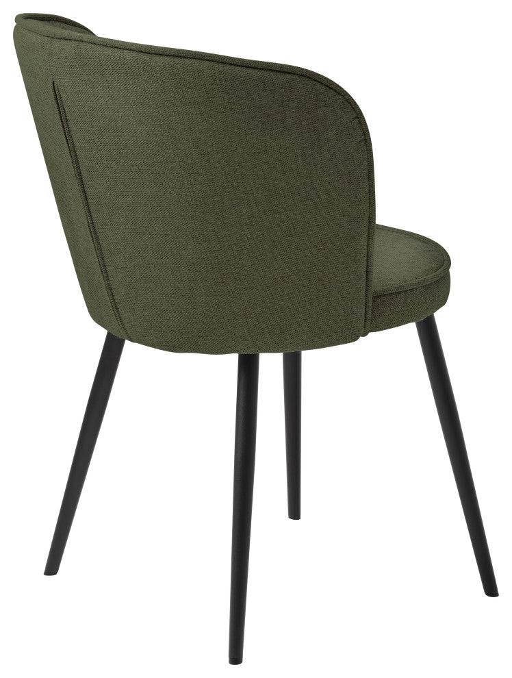 Upholstered Scoop Back Dining Chair, Set of 2, Olive Green