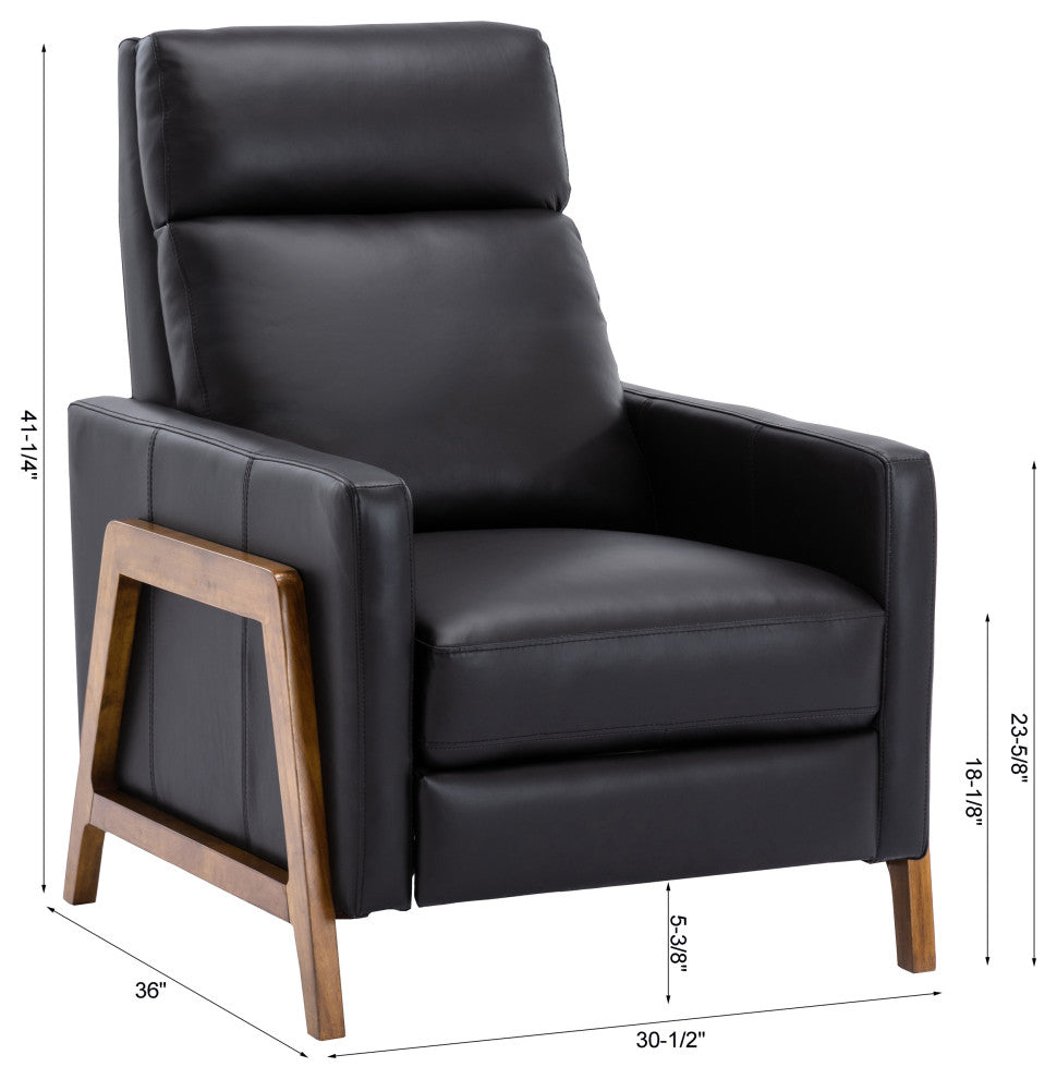 Reed Leather Push Back Recliner, Black