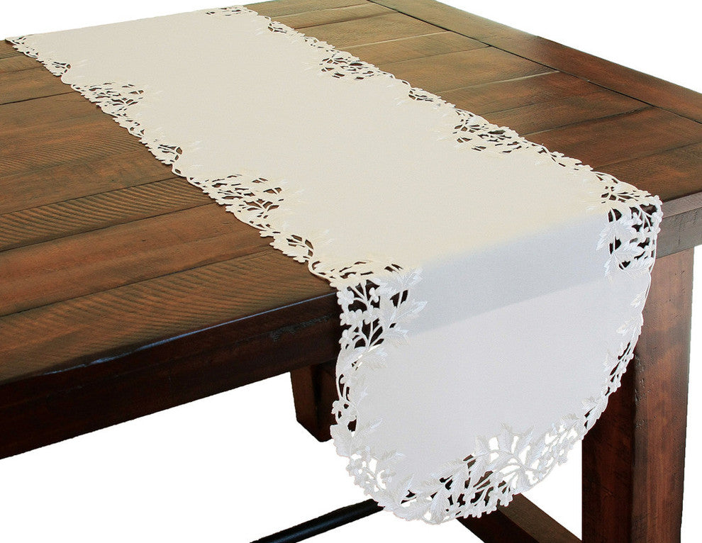 Arietta Embroidered Cutwork Spring Table Runner, 15"x54"