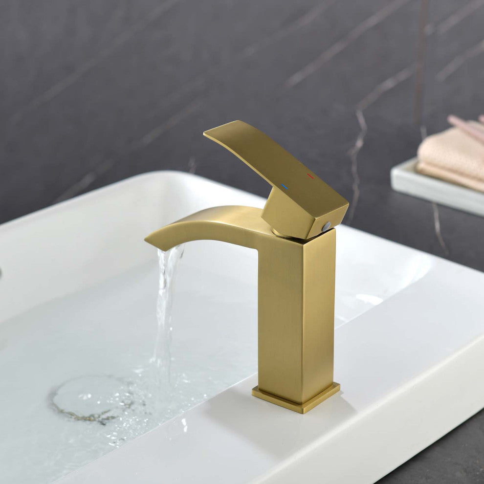 Givingtree Single Lever Operation Single Hole Bathroom Faucet,Gold