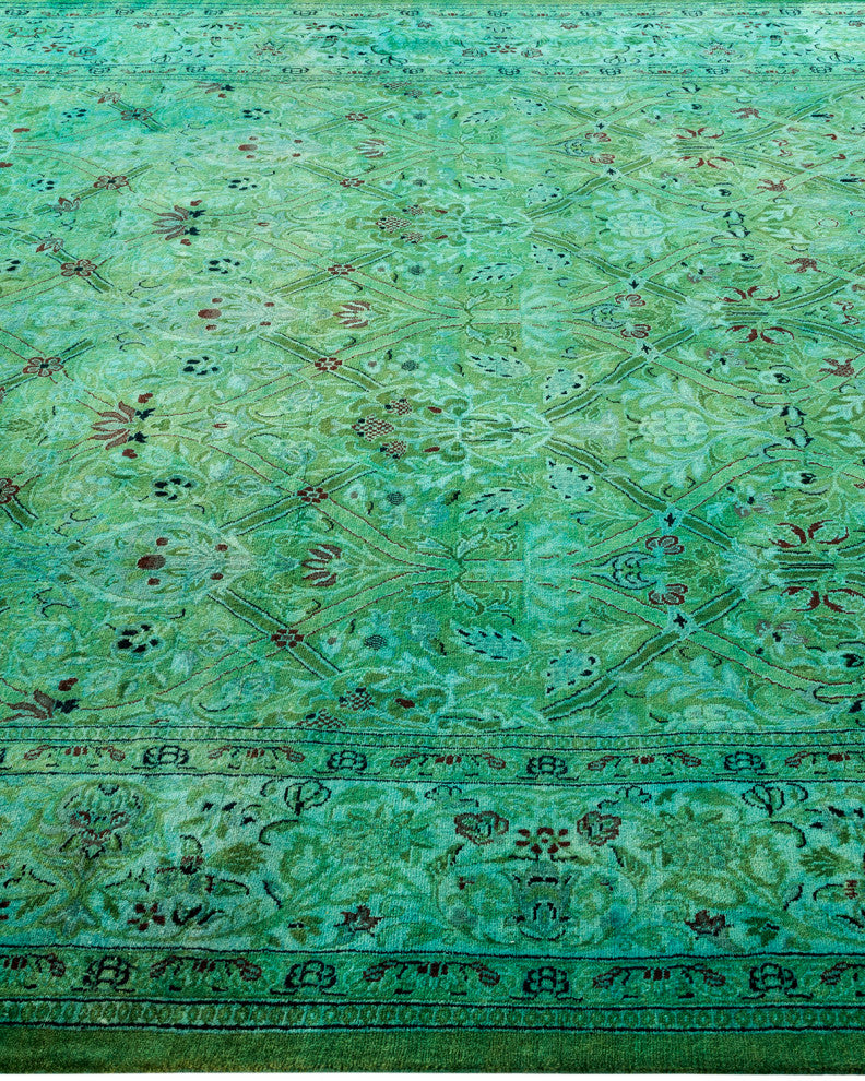 Fine Vibrance, One-of-a-Kind Hand-Knotted Area Rug Green, 5' 11" x 11' 8"