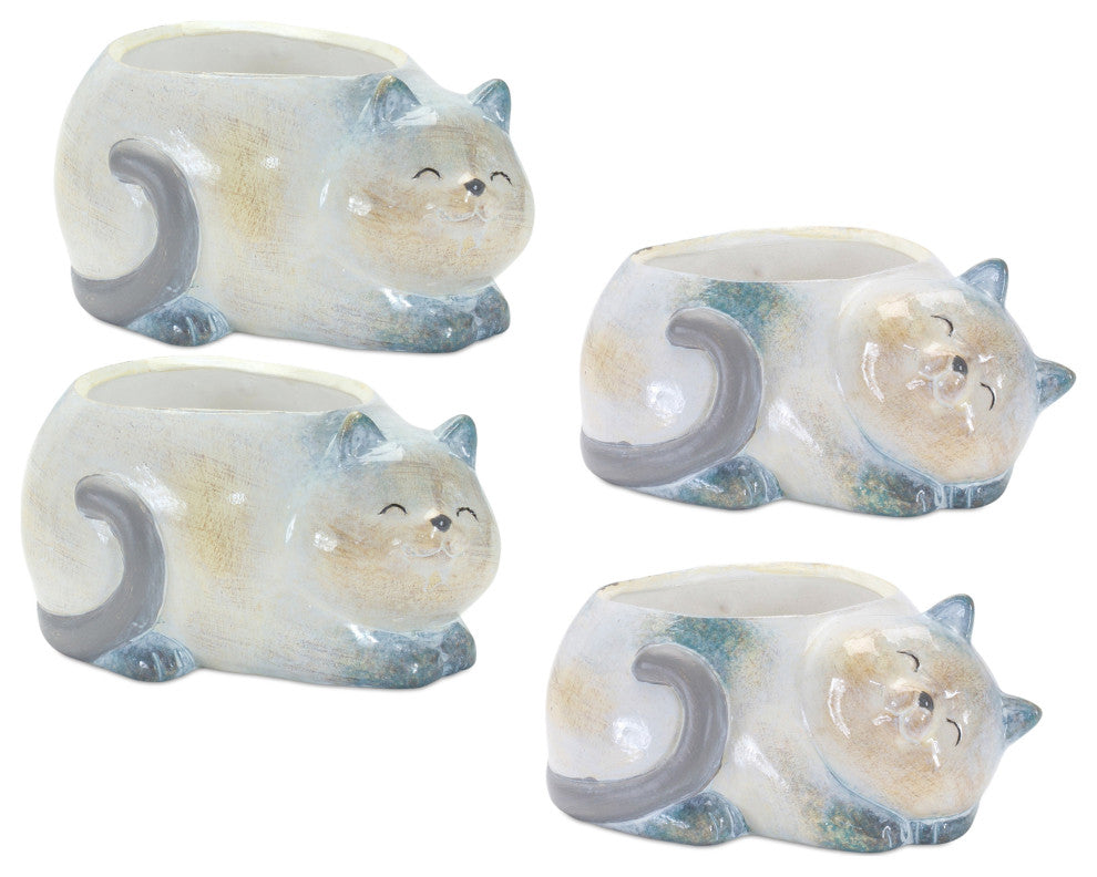Terracotta Cat Planter, 4-Piece Set