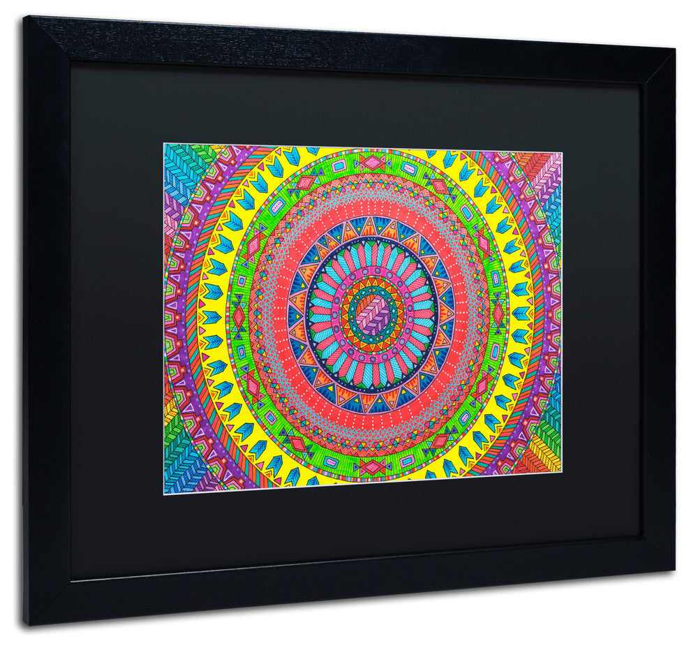 Hello Angel ''Aztec Rainbow'' Art, Black Frame, Black Mat, 20x16