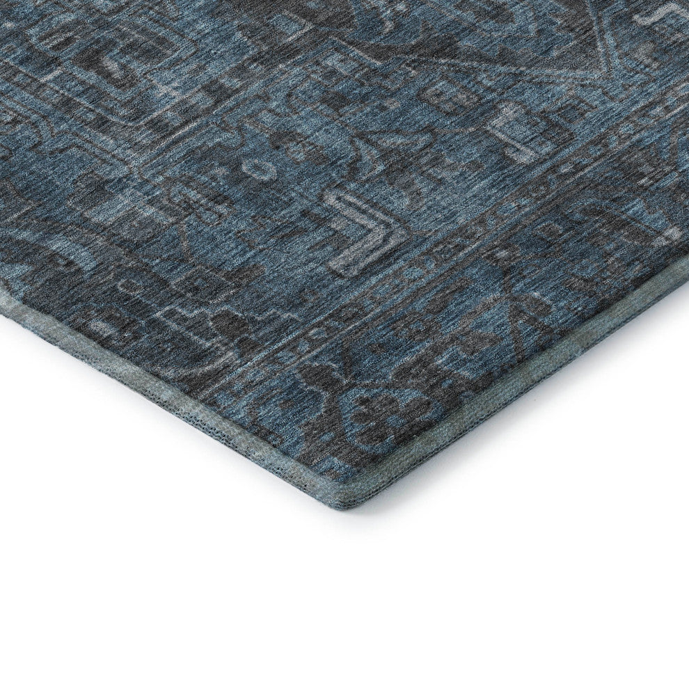 Premium Machine Washable Mayfield AMF571 Navy 8' x 8' Round Rug