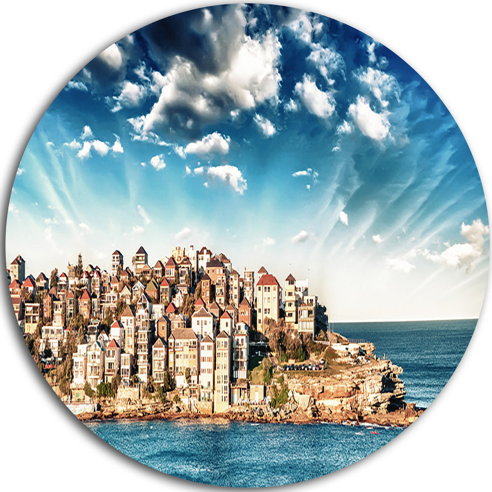 Sydney Bondi Beach Panorama, Landscape Disc Metal Artwork, 23"