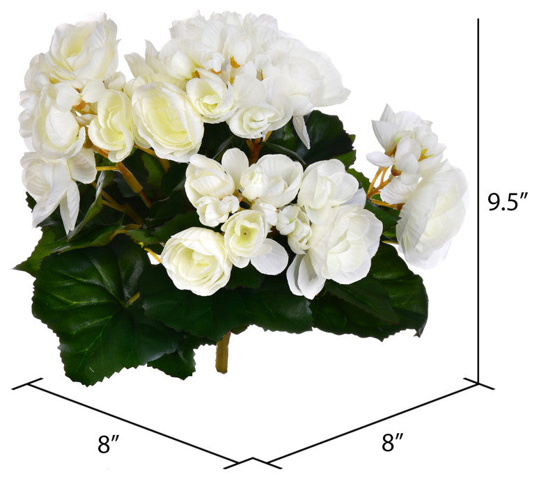 Vickerman Fl171005 9.5" Artificial White Polyester Begonia Bush