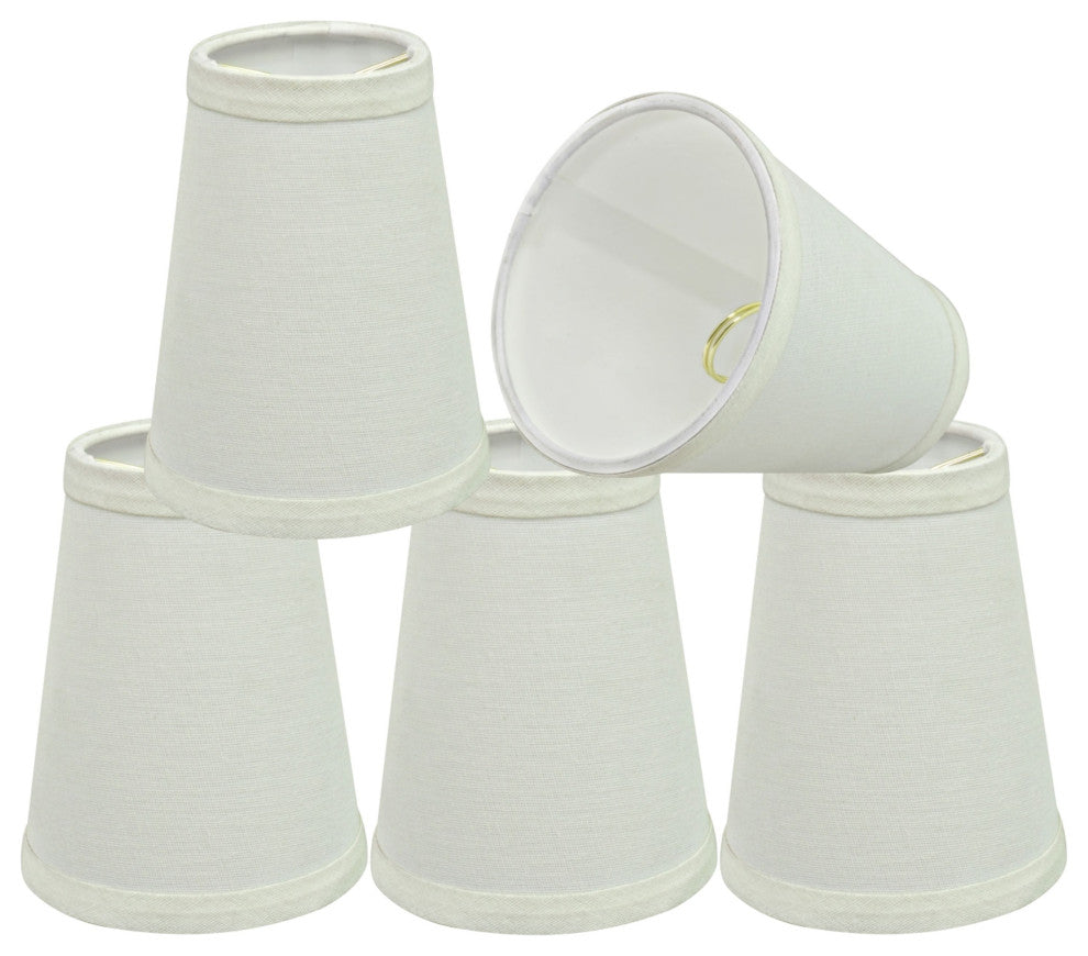 32654-5 Hardback Empire Chandelier Clip On Lamp Shade Off White 2 1/2"x4"x5"