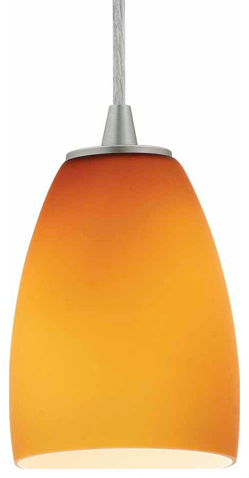 Access Lighting 28069-1C Sydney 1 Light Mini Pendant - Brushed Steel / Amber