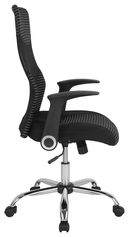 Milford High Back Office Chair With Contemporary Mesh Design-Black and White