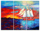 "Sail Ship During Sunset" Metal Wall Art, 3 Panels, 36"x28"
