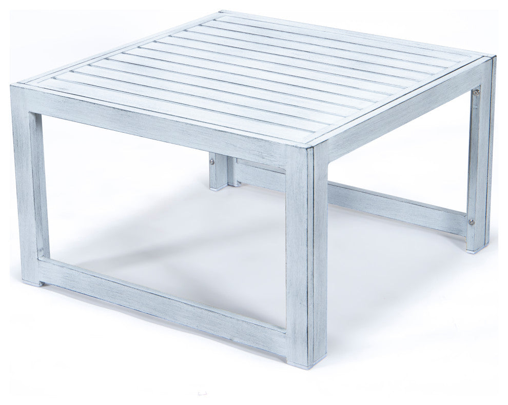 Leisuremod Chelsea Outdoor Patio Square Aluminum Coffee Table, Weathered Gray