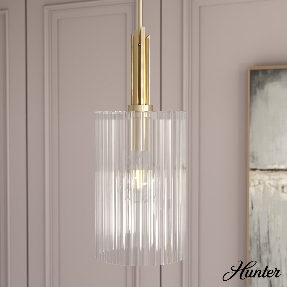 Gatz Alturas Gold, Ribbed Glass 1-Light Pendant