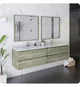 Fresca Formosa Wall Hung Double Sink Bathroom Vanity with Mirrors, Sage Gray, 72"