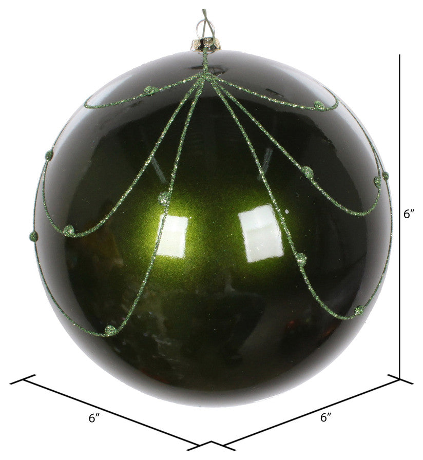 Vickerman 6" Moss Green Candy Curtain Orn 3/Bag