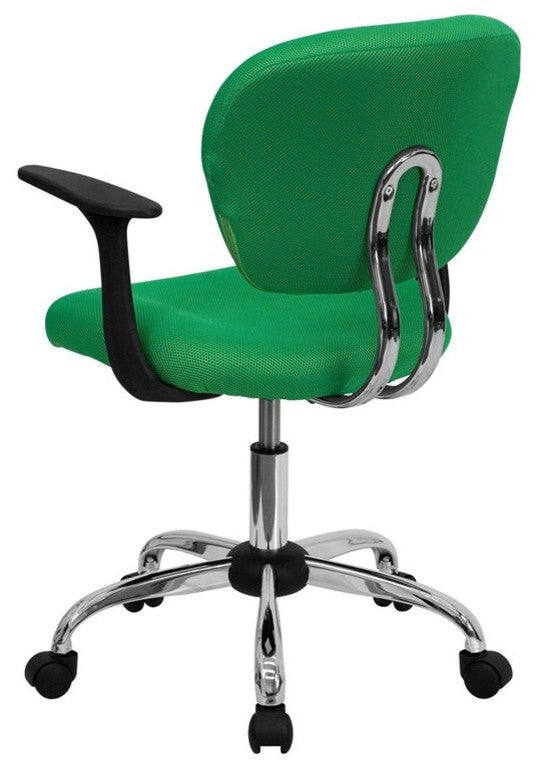 Brielle Mid-Back Bright Green Mesh Swivel Office Task Chair With Arms