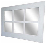 Bright White 6 Pane Herringbone Vanity Mirror, 36"x30", Distressed