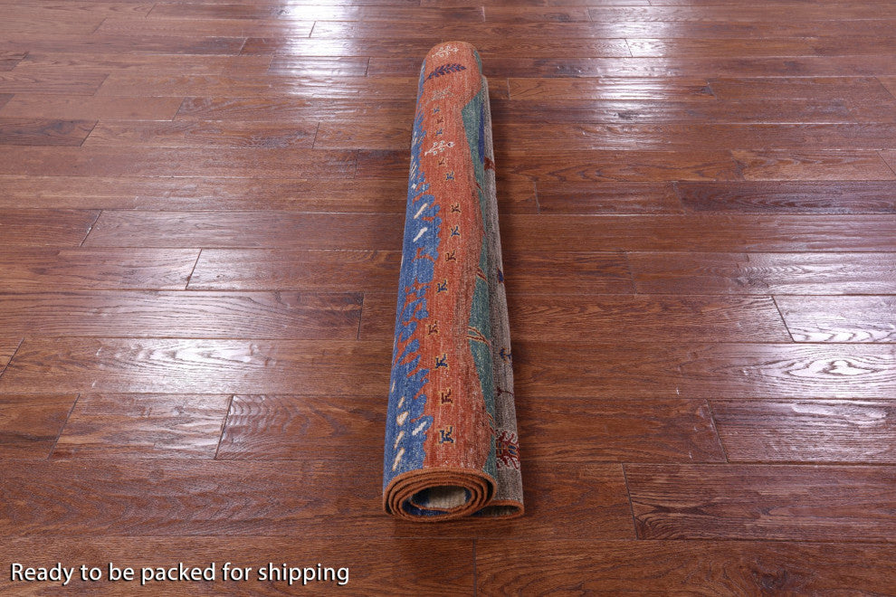 Persian Gabbeh Tribal Handmade Wool Rug 4' 4" X 5' 9" Q10085