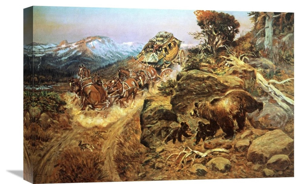 "Bruin Not Bunny" Stretched Canvas Giclee by Charles M. Russell, 24"x16"