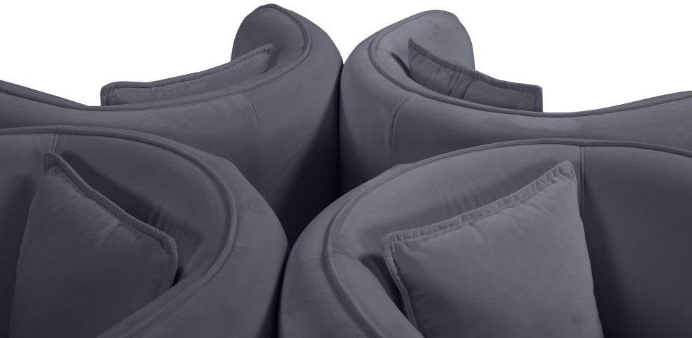 Circlet Velvet Upholstered Roundabout Sofa, Gray