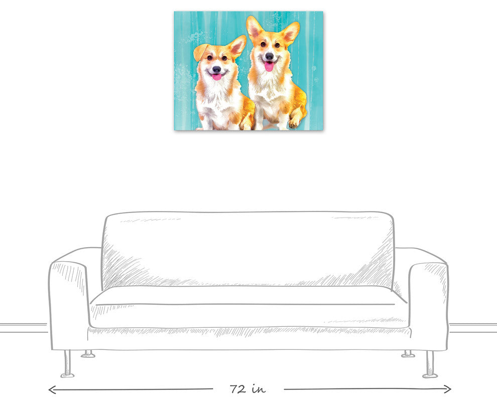 Corgi Dog Pals 24x30 Canvas Wall Art
