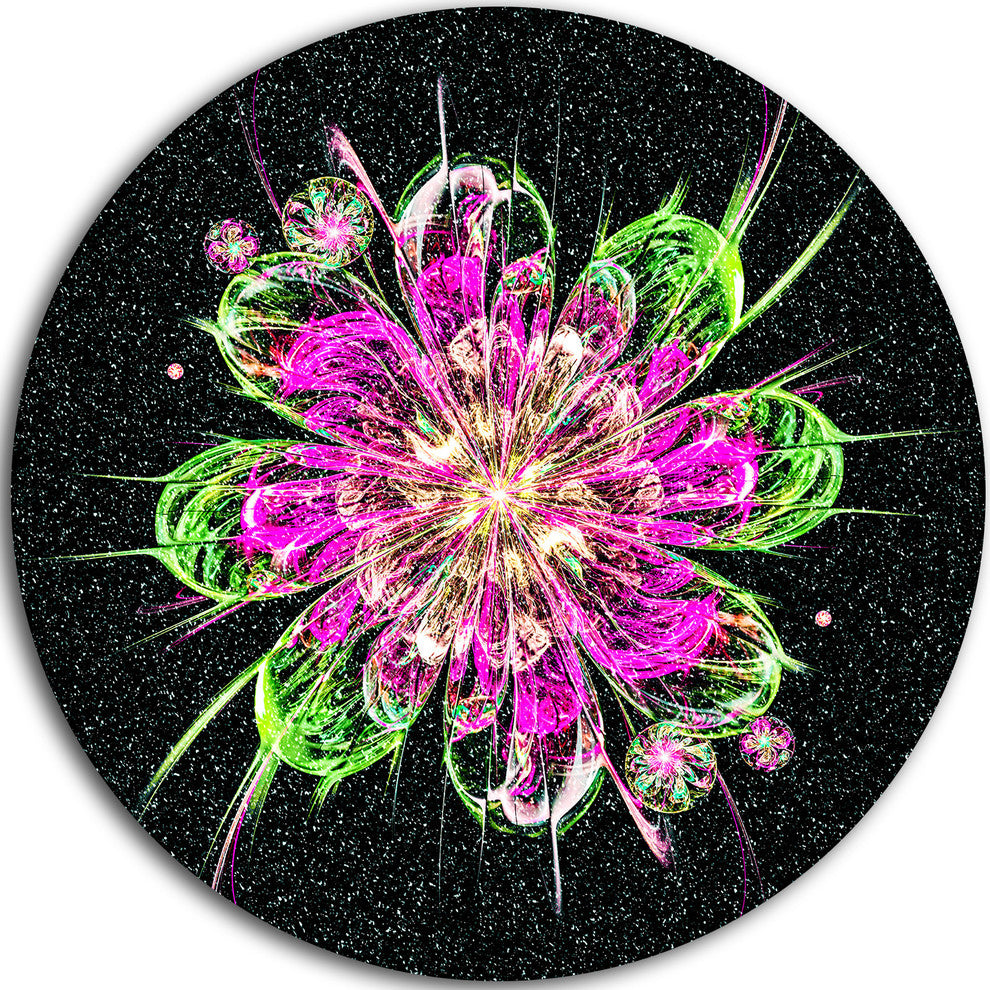 Perfect Fractal Flower In Purple And Green, Floral Round Wall Art, 11"