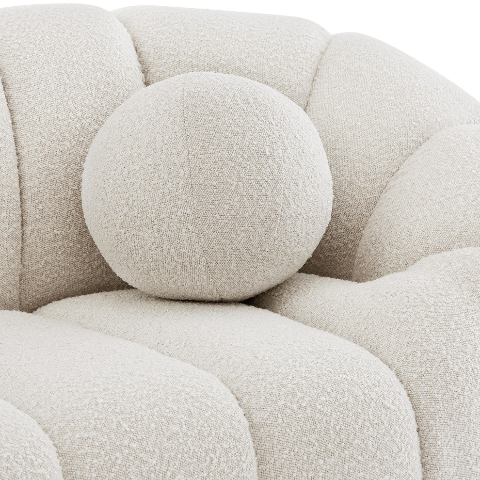 Elijah Boucle Fabric Upholstered Chair, Cream