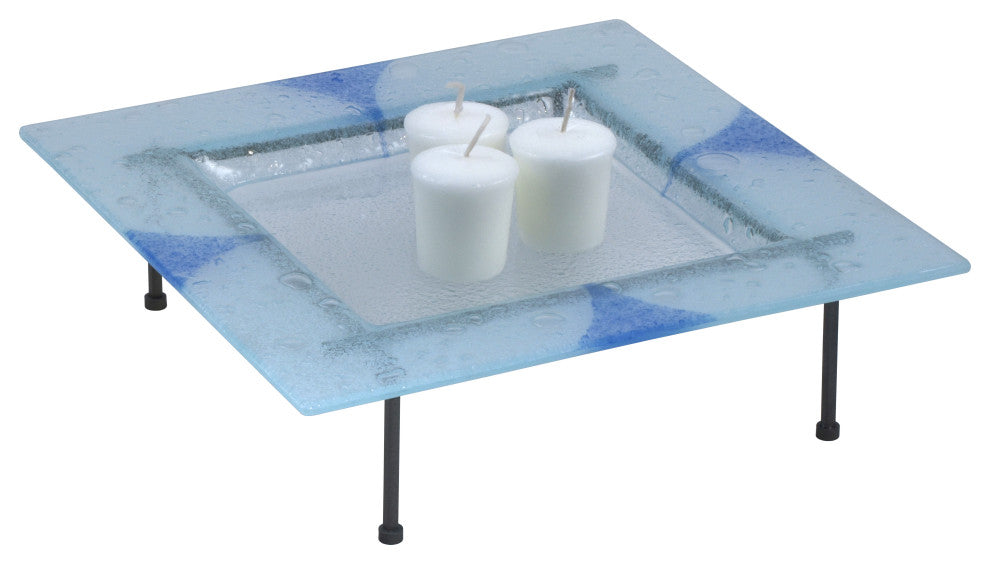 Springdale 3.25" Blue Triangle Fused Glass Candle Votive